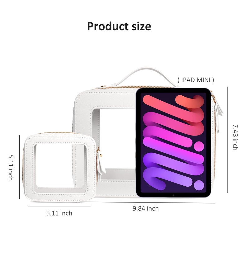 LETGO Clear Makeup Bags Set - TSA Approved Toiletry Bag with Handle Large Opening, Clear Toiletry Bags Case Pouch for Traveling Travel Car Orangizer Storage Essentials (Mini+Large White) - Image 2